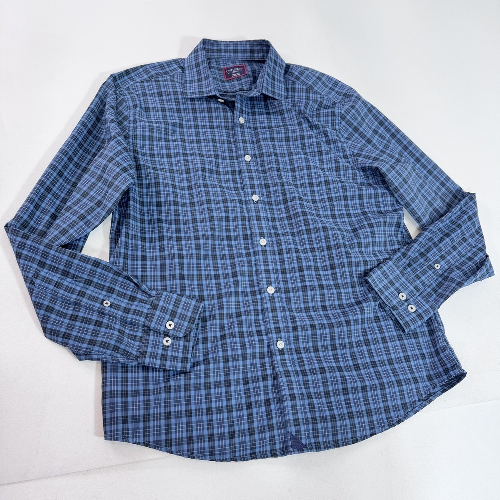 UNTUCKit Shirt Mens Medium Blue Plaid Baden Button Up Long Sleeve Casual